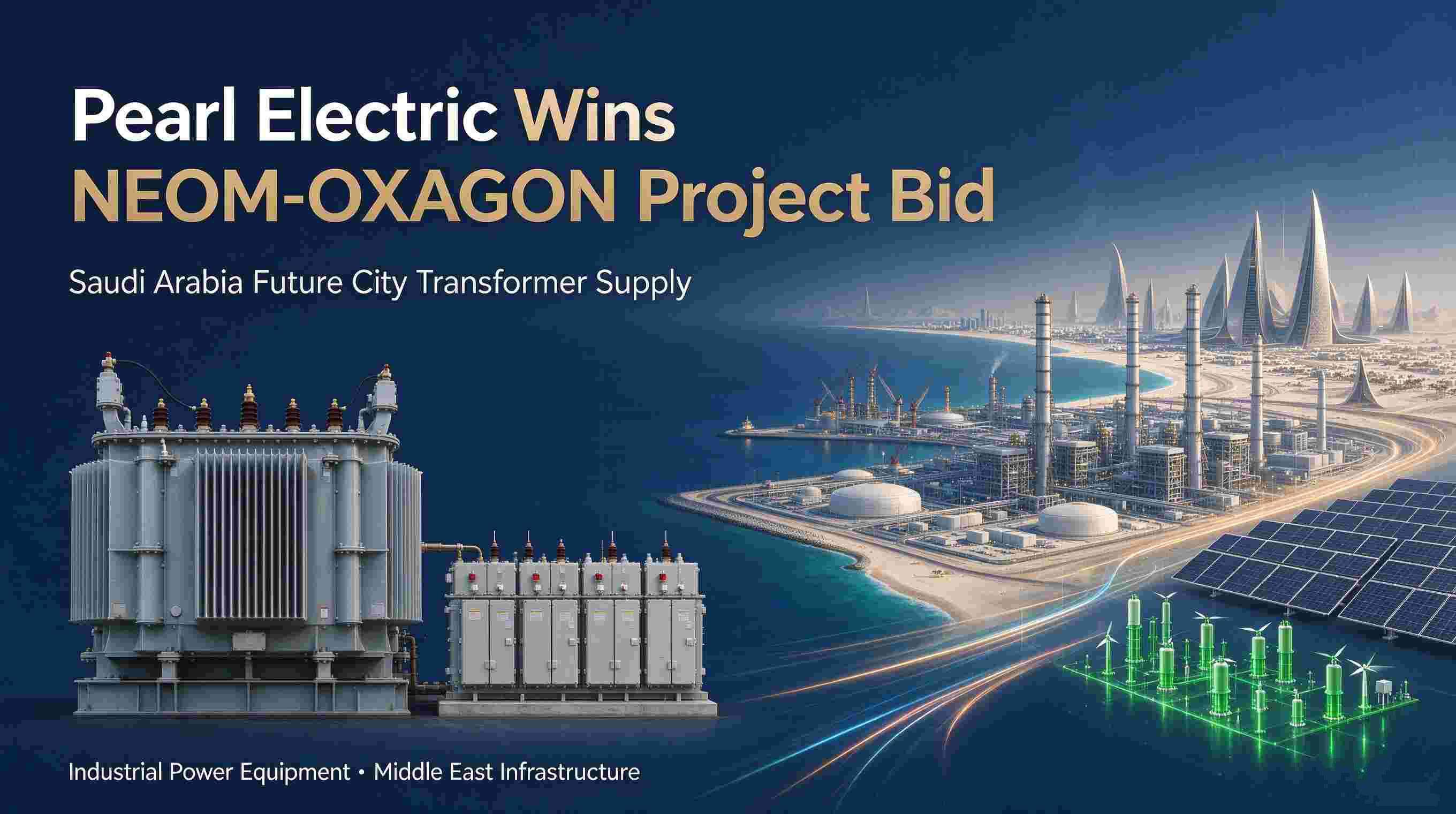 Pearl Electric Custom-Engineers Power Transformers for the NEOM-OXAGON Industrial Project Transformateurs de puissance Pearl Electric Custom-Engineers pour le projet industriel NEOM-OXAGON